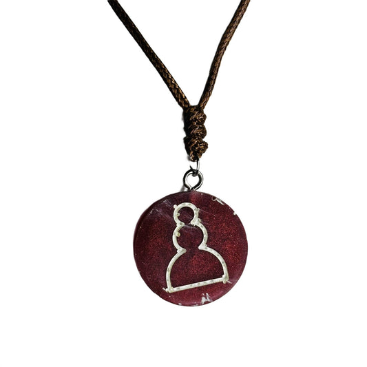 Emerald Red Pawn - Handmade Resin Chess Necklace
