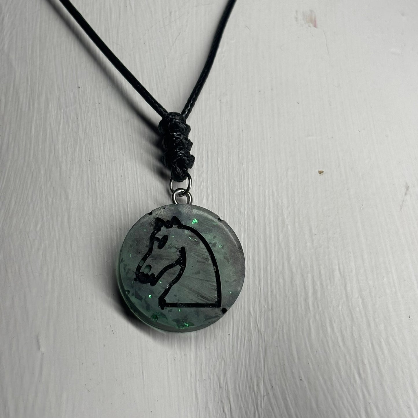 Mystic Green Knight - Handmade Resin Chess Necklace