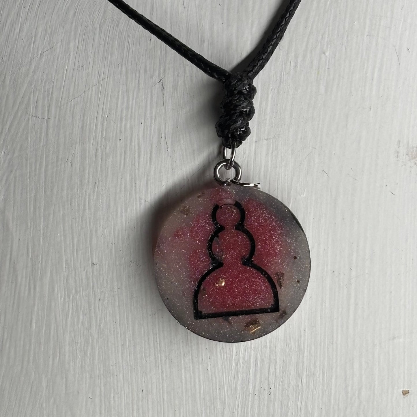 Crystal Red Mist Pawn - Handmade Resin Chess Necklace