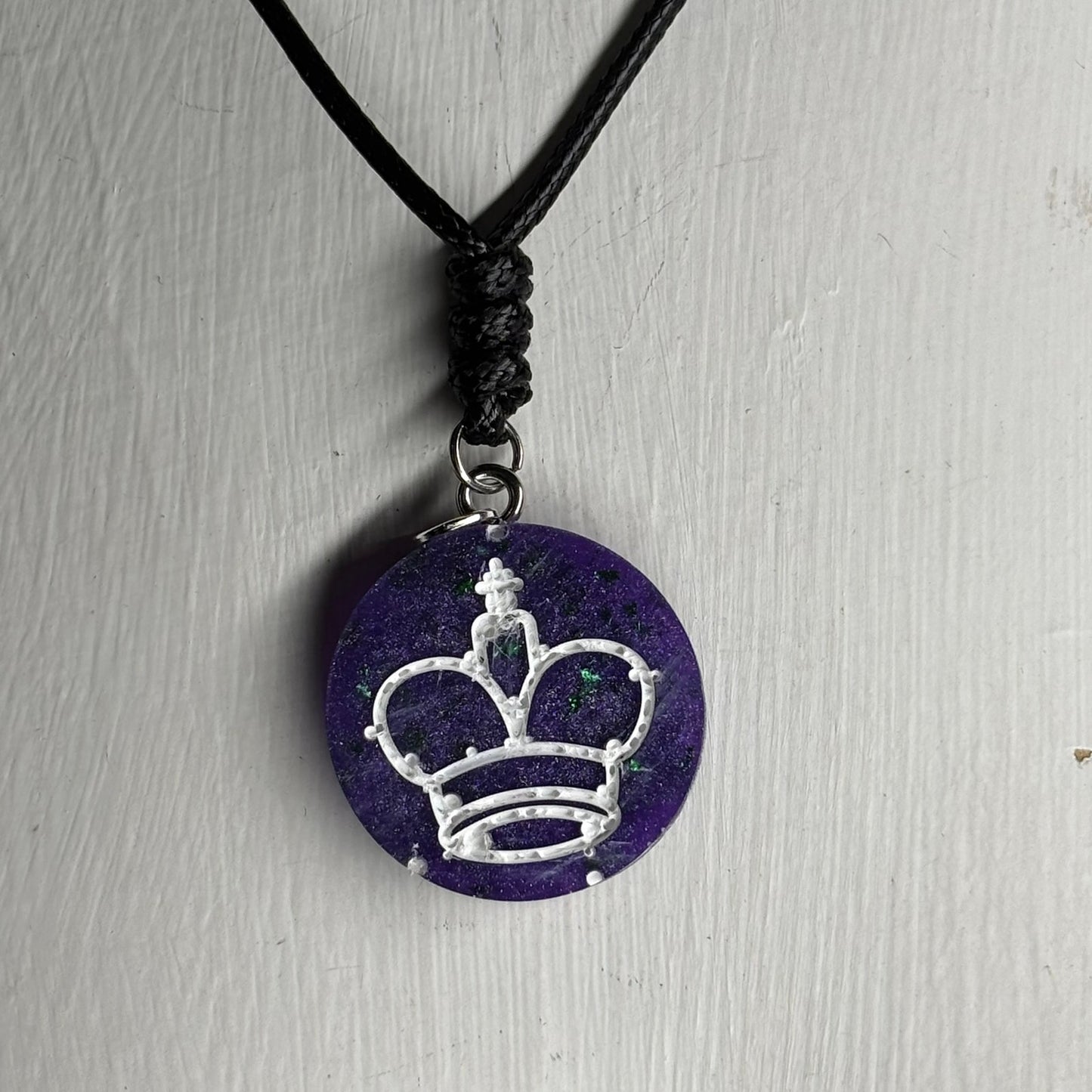 Dark Purple King - Handmade Resin Chess Necklace