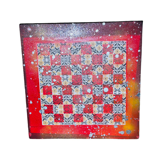 Red Yellow Chrome Drip - Large Scrapbook Chess Board