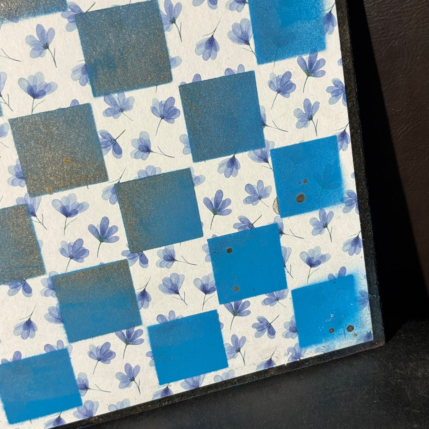 Blue Flowers - Scrapbook Chess Board