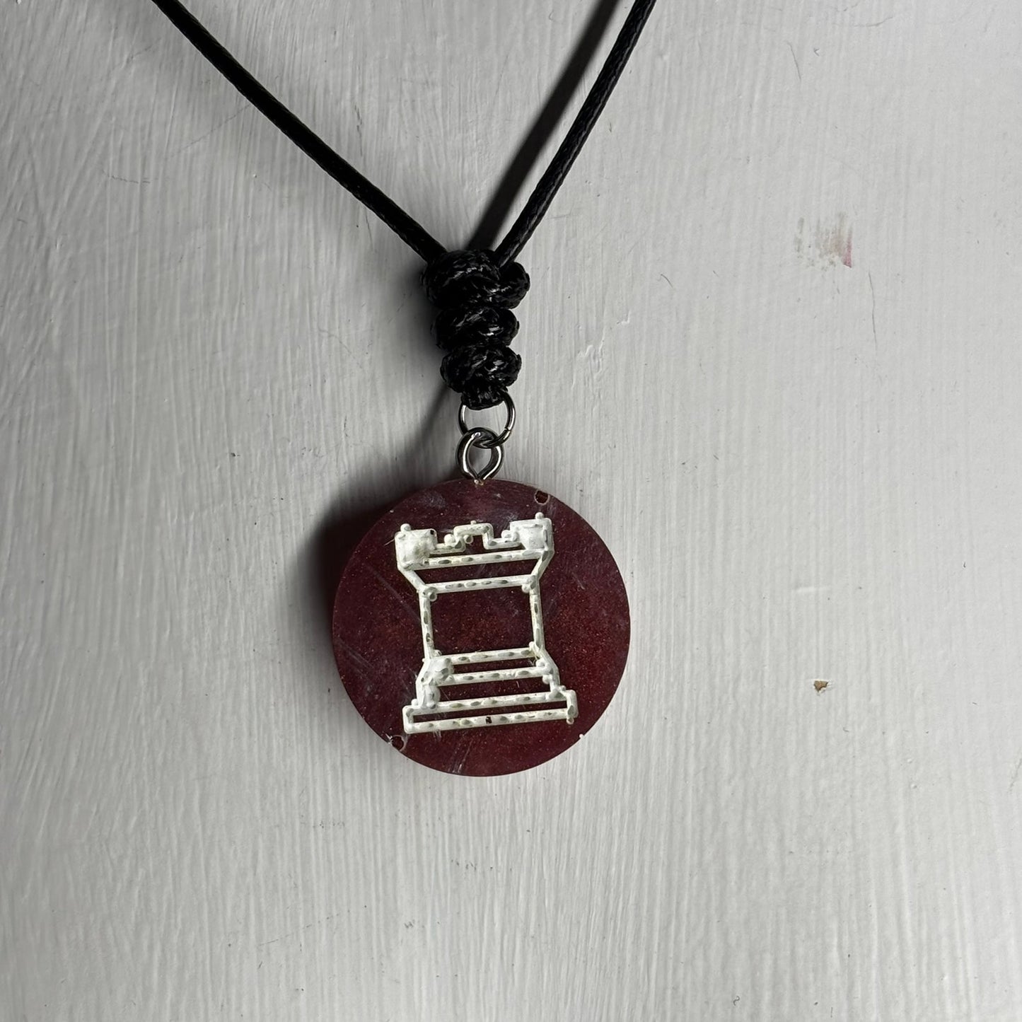 Bronze Rook - Handmade Resin Chess Necklace