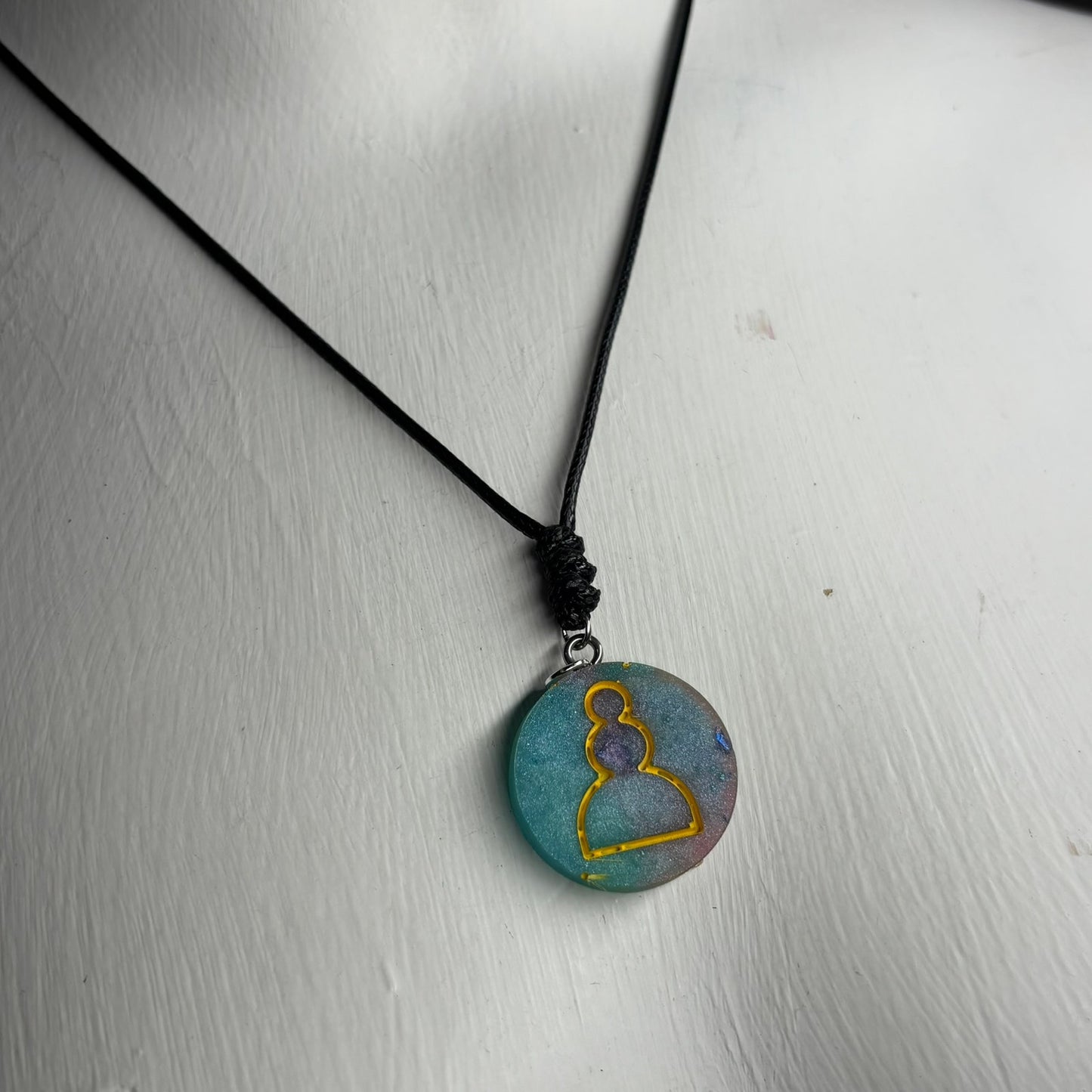 Blue Swish Pawn - Handmade Resin Chess Necklace
