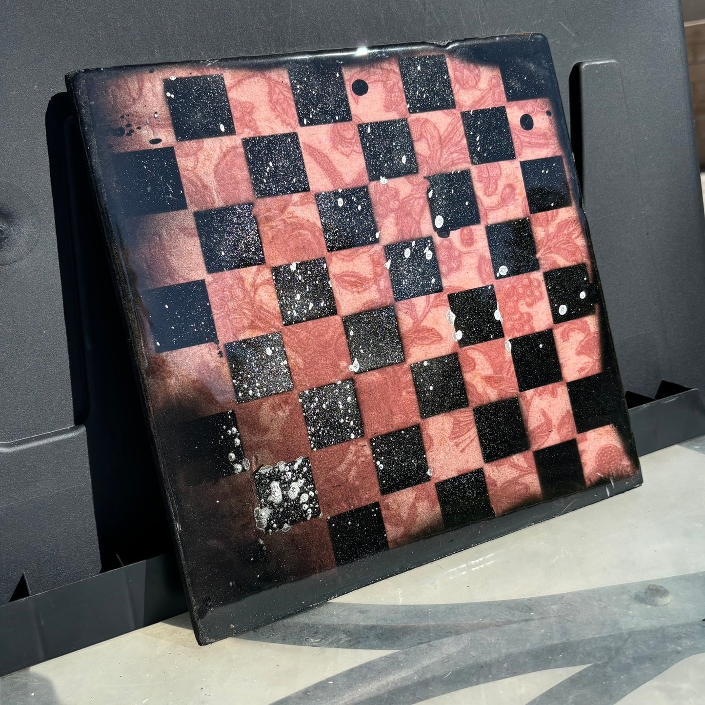 Vintage Cream Pink - Resin Coated Chess Board