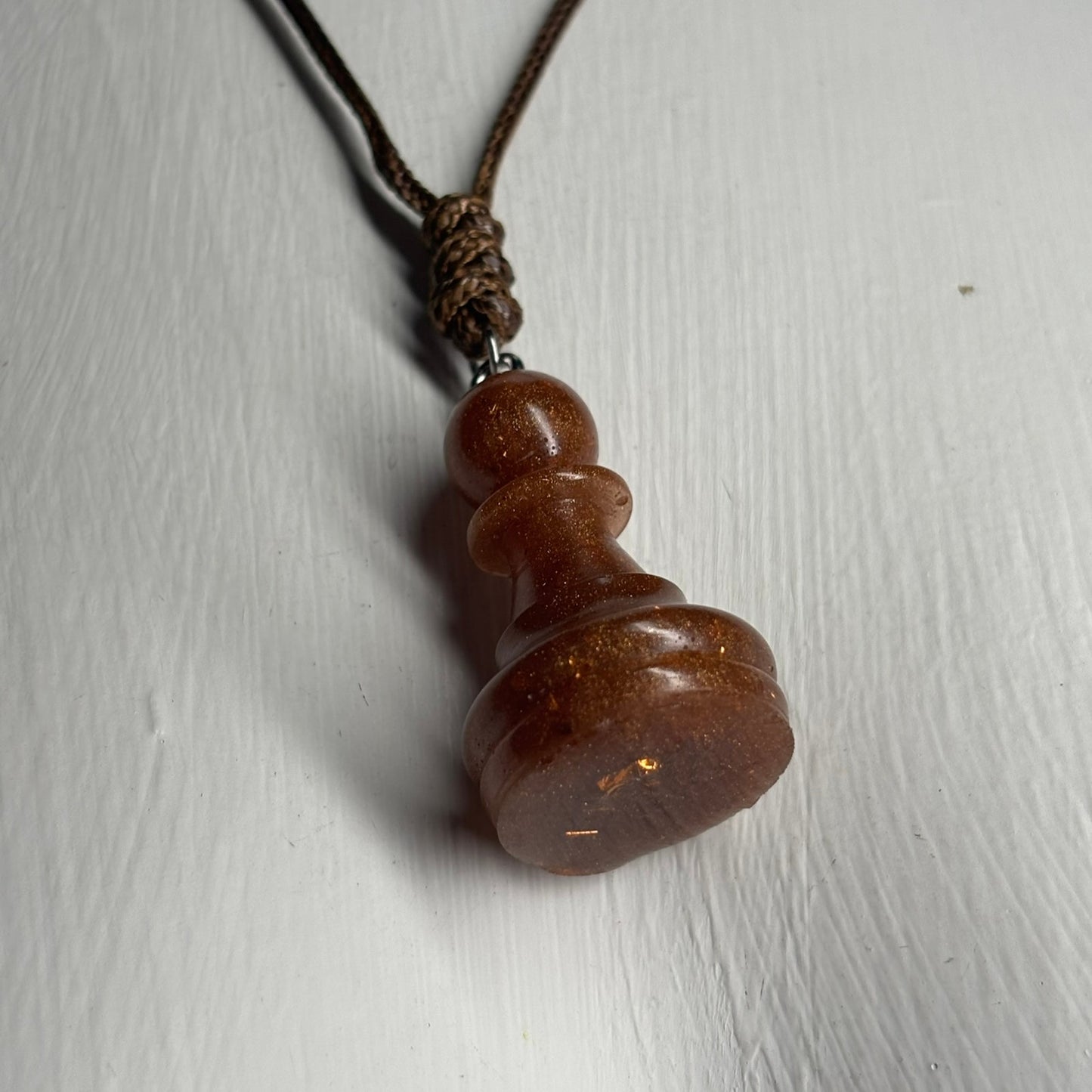 Brown Pawn - Handmade Resin Chess Necklace