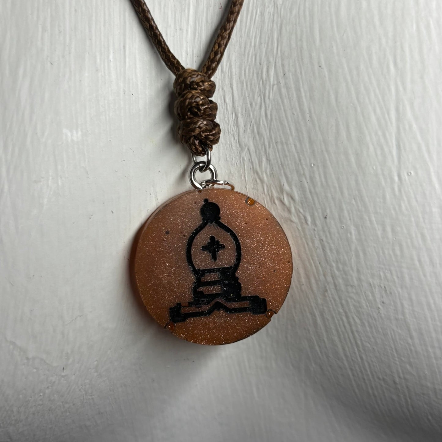 Brown Bishop - Handmade Resin Chess Necklace