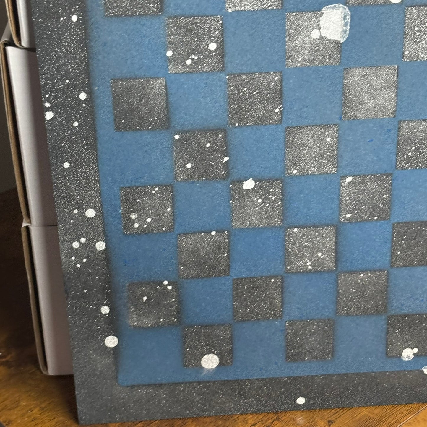 Navy Blue & Black - Painted Chess Board