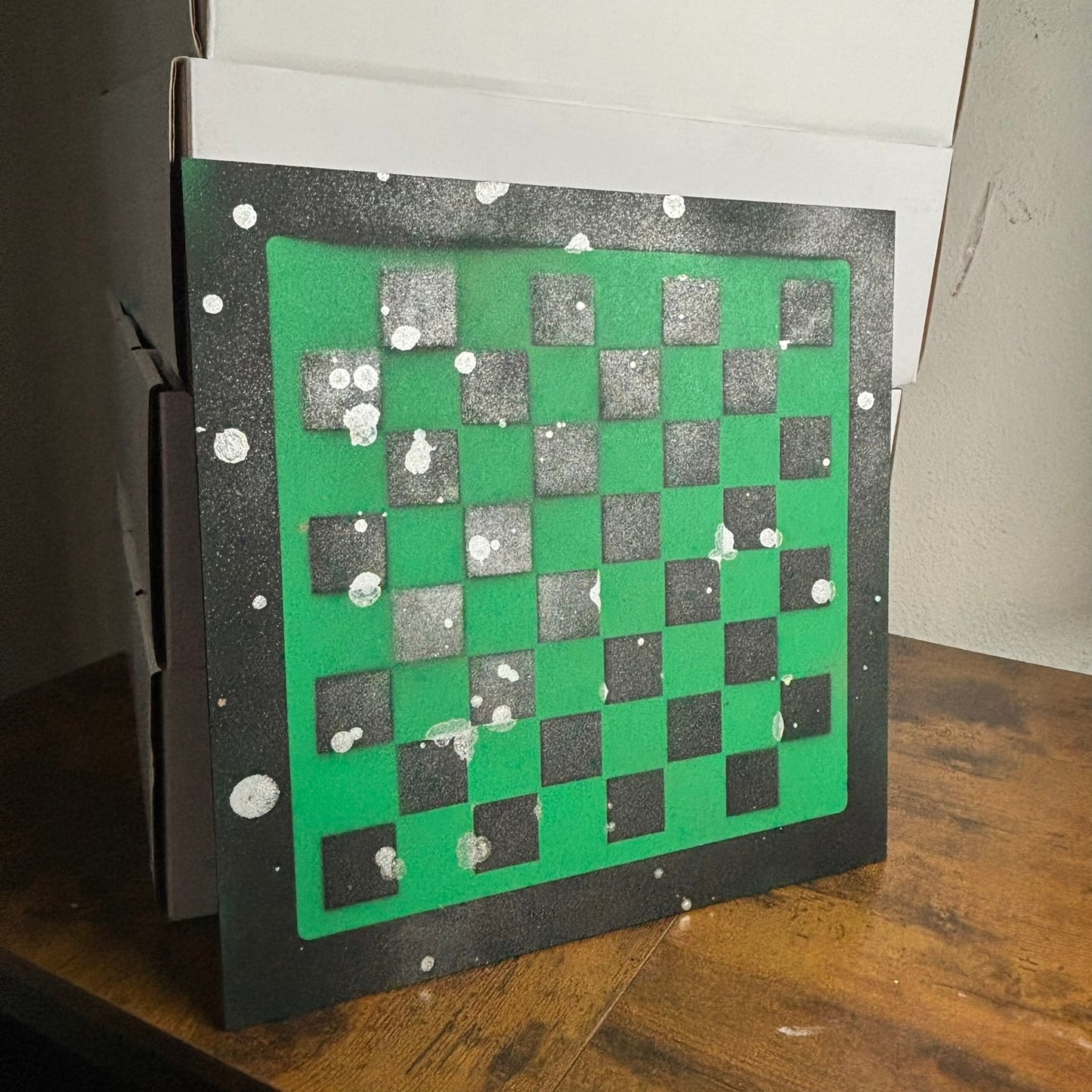 Chrome Green & Black - Painted Chess Board