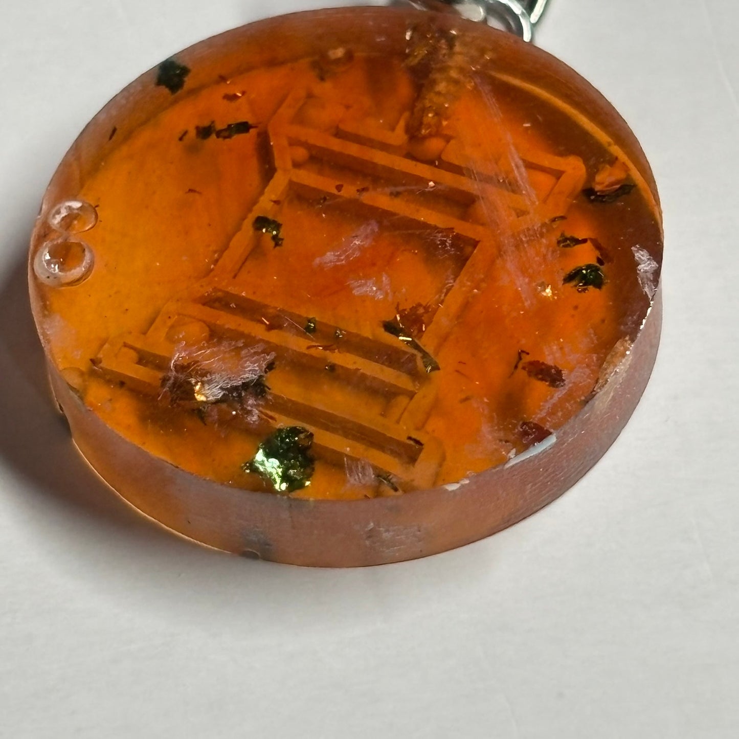 Orange Flamed Rook Handmade Resin Keychain - Flat Edition
