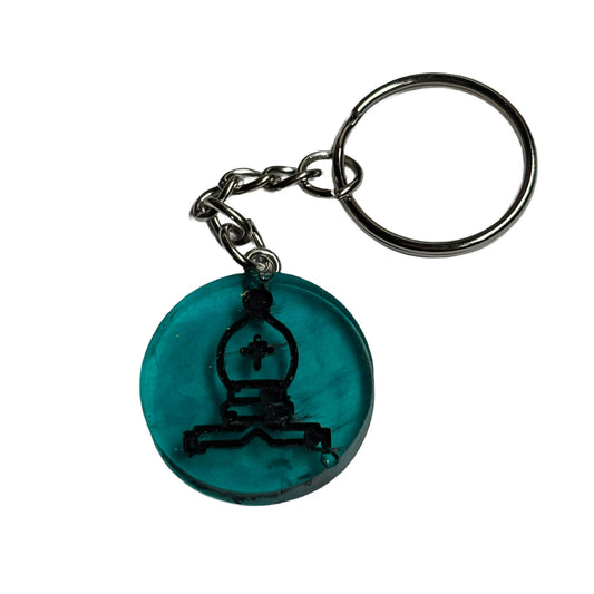 Blue Pool Bishop - Handmade Resin Keychain - Flat Edition