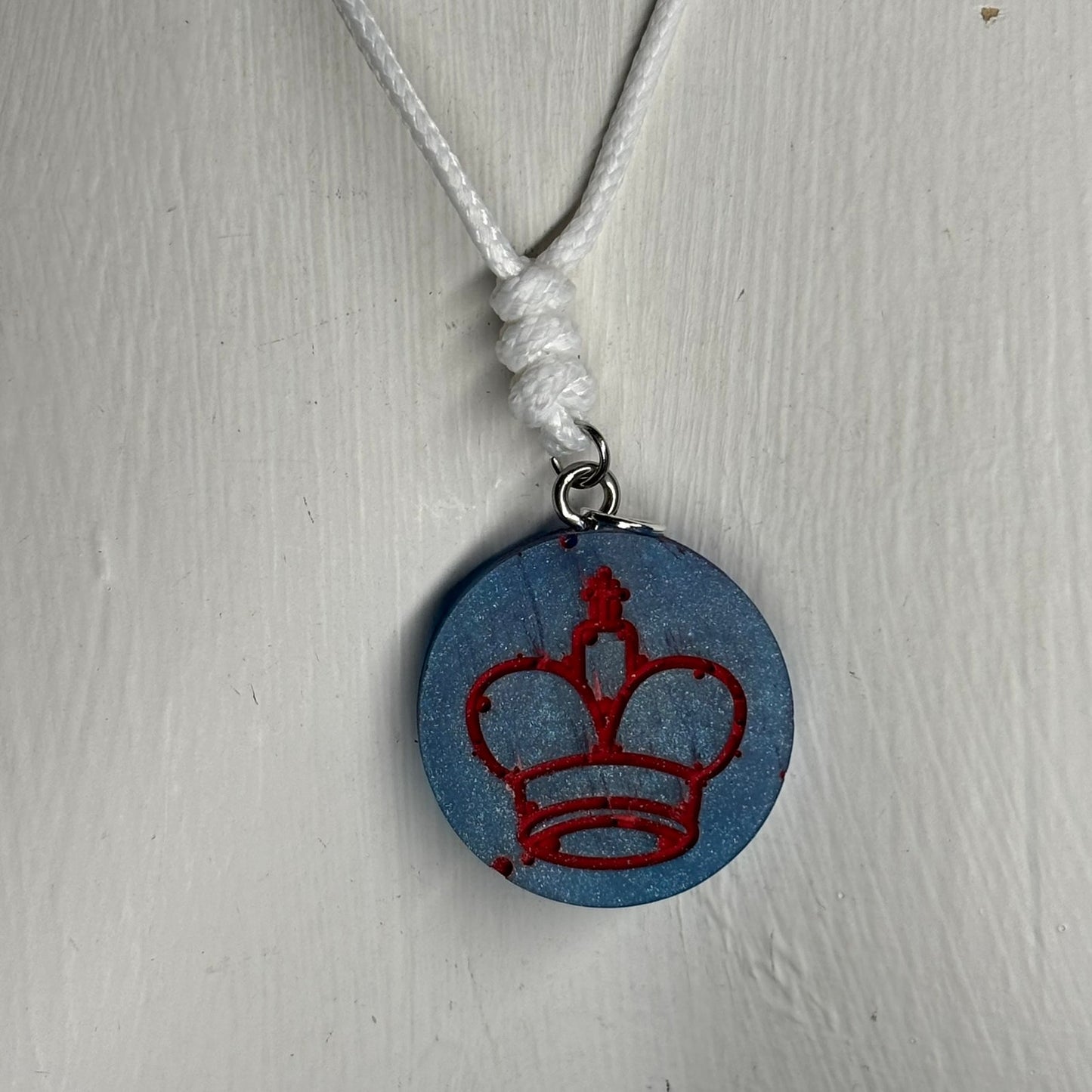 Blue King - Handmade Resin Chess Necklace