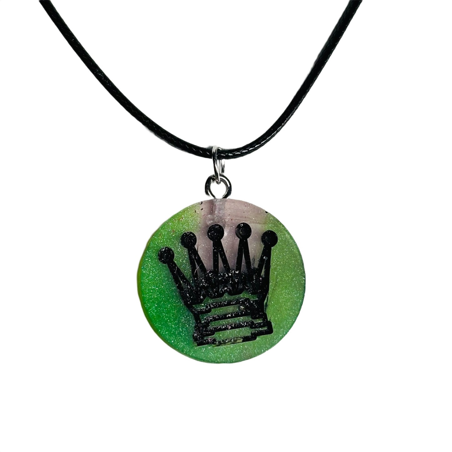 Smooth Green Queen - Handmade Resin Chess Necklace