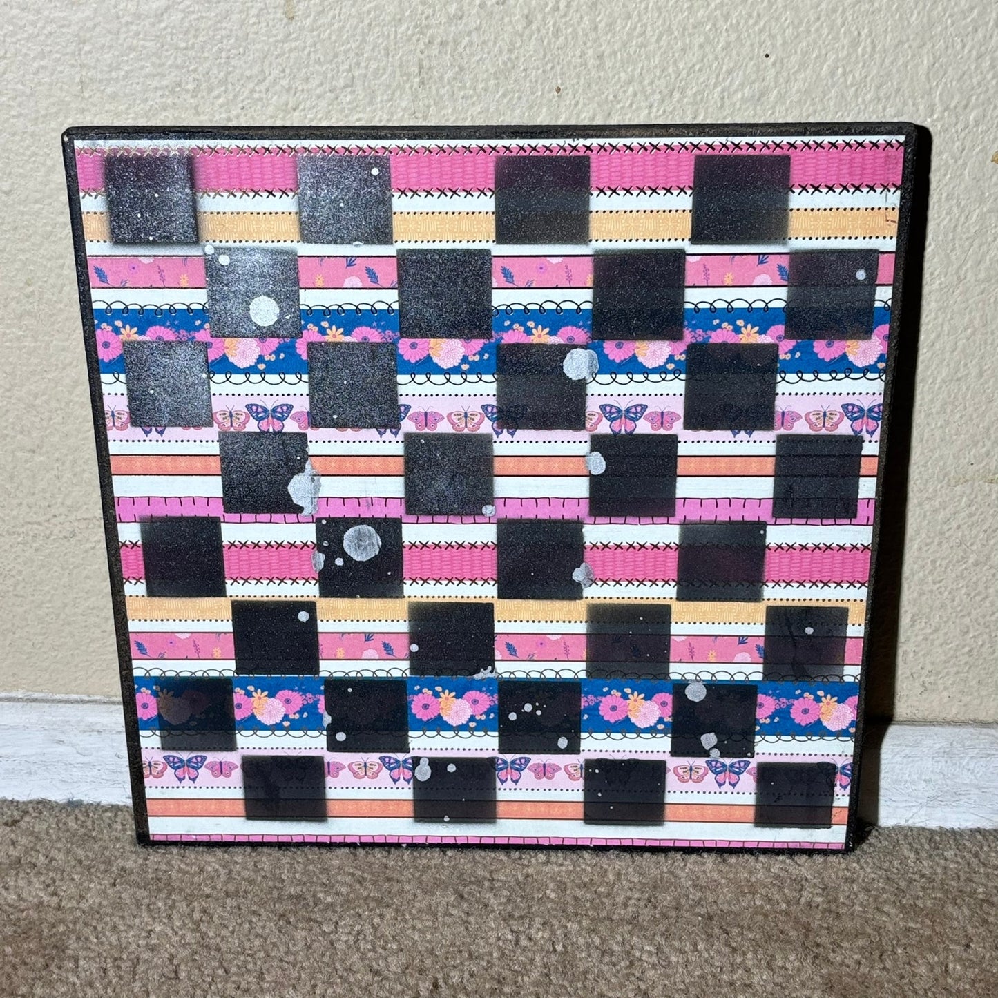 Pink Ripple Butterfly - Scrapbook Chess Board