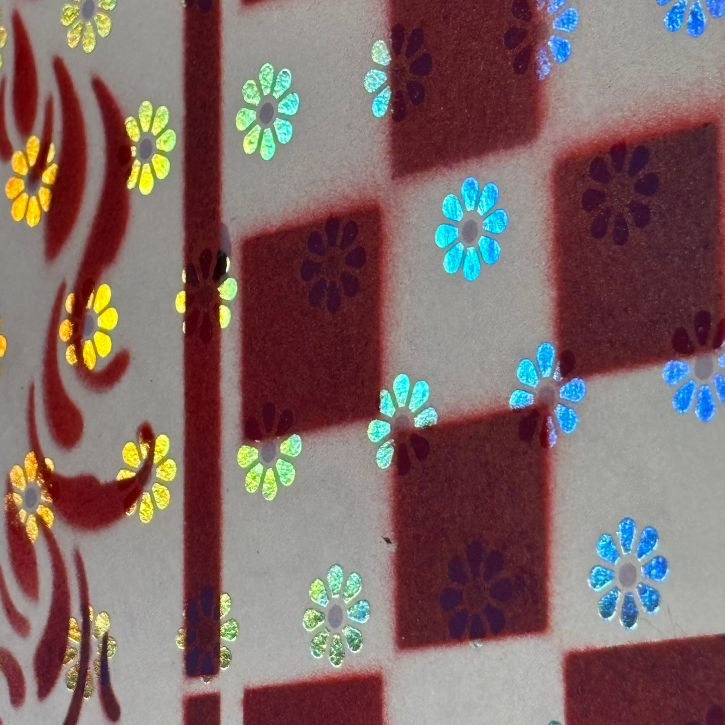 Red Chrome Flowers - Scrapbook Chess Board