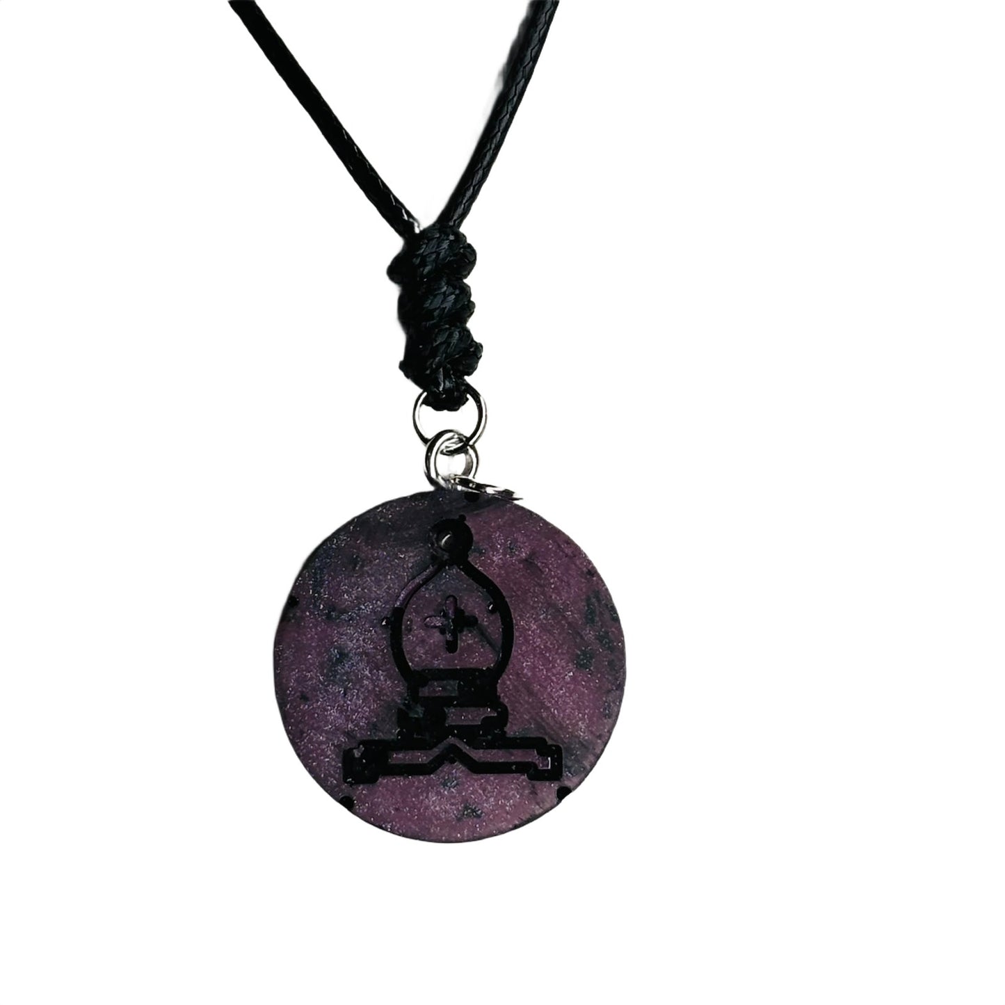 Purple Bishop - Handmade Resin Chess Necklace