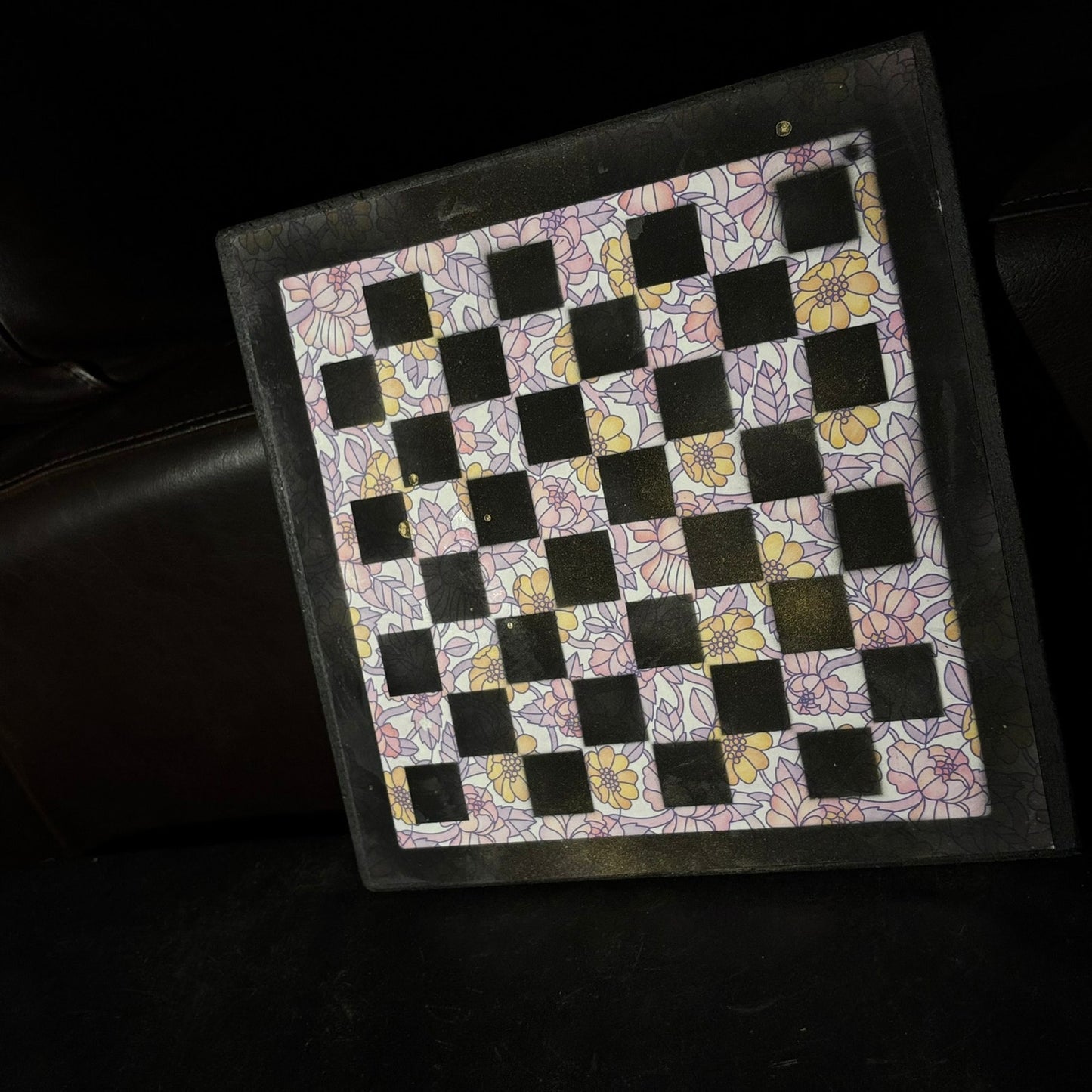 Pink & Yellow Flowers - Scrapbook Chess Board