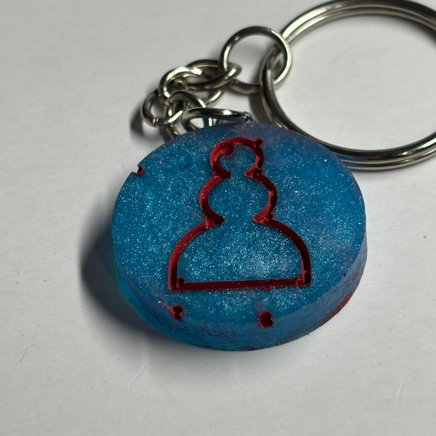 Blue Red Pawn - Handmade Resin Keychain
