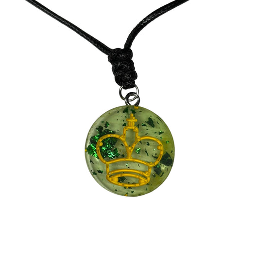 Green Transparent King - Handmade Resin Chess Necklace