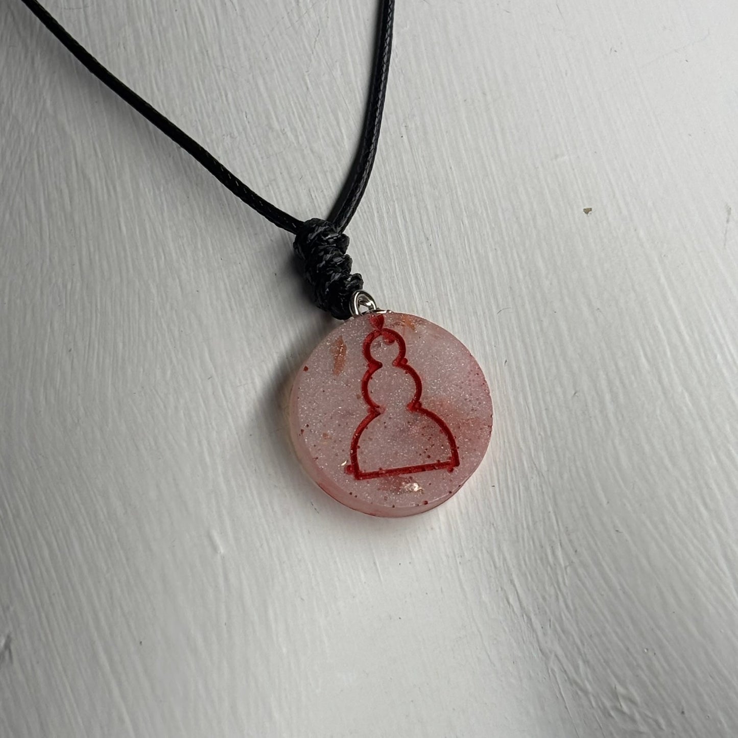 Red Print Pawn - Handmade Resin Chess Necklace