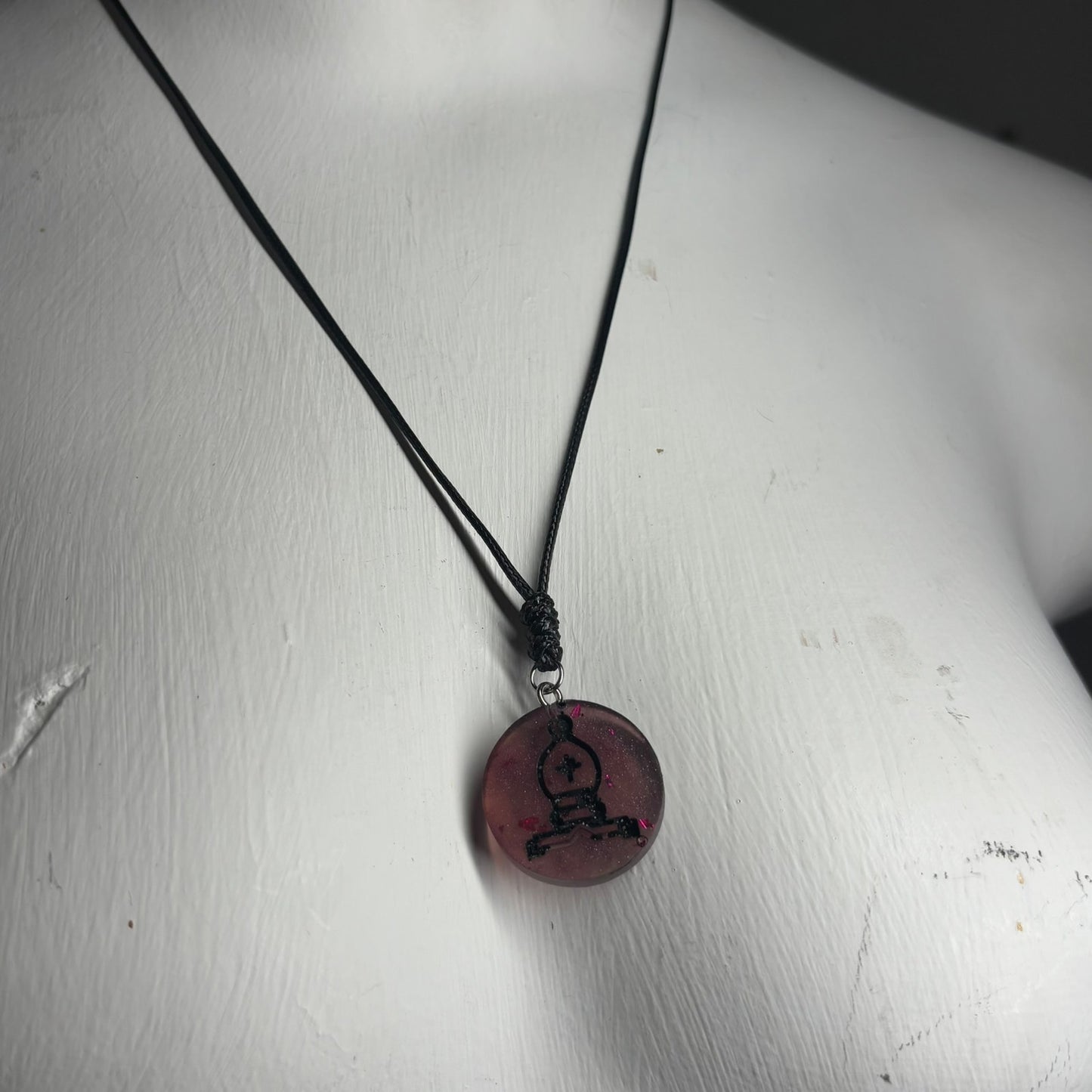 Translucent Burgundy Bishop - Handmade Resin Chess Necklace