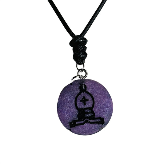 Purple Bishop - Handmade Resin Chess Necklace