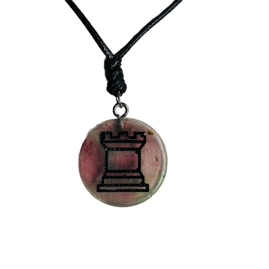 Translucent Rook - Handmade Resin Chess Necklace