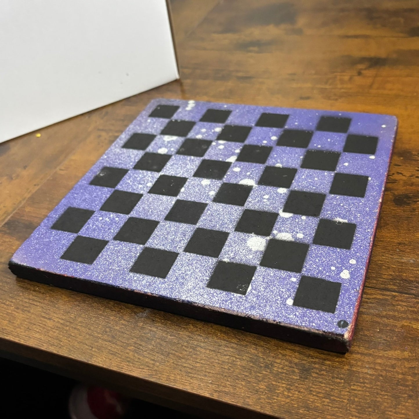 Purple Chrome Splatter - Painted Double Sided Chess Board