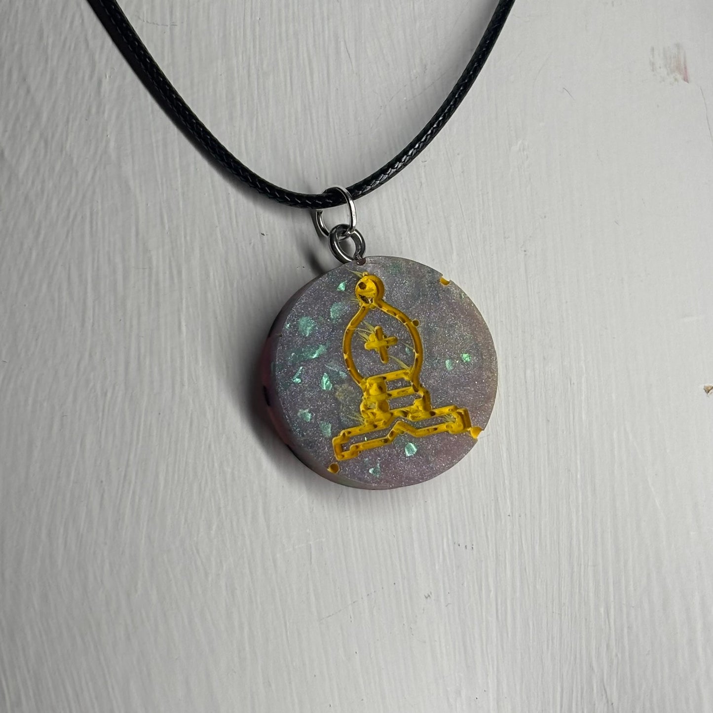 Crystal Purple Bishop - Handmade Resin Chess Necklace