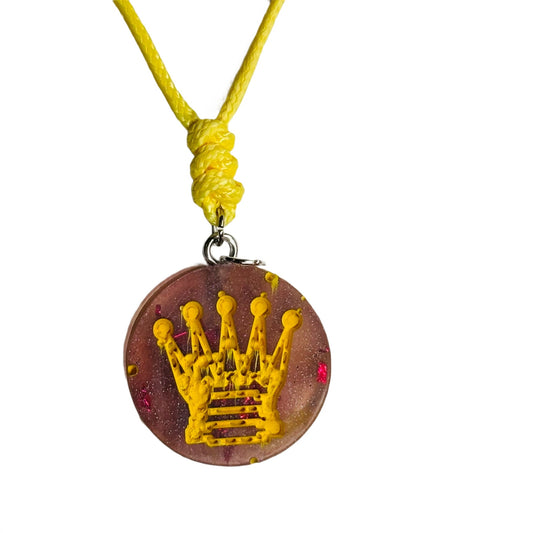 Yellows Touch Queen - Handmade Resin Chess Necklace