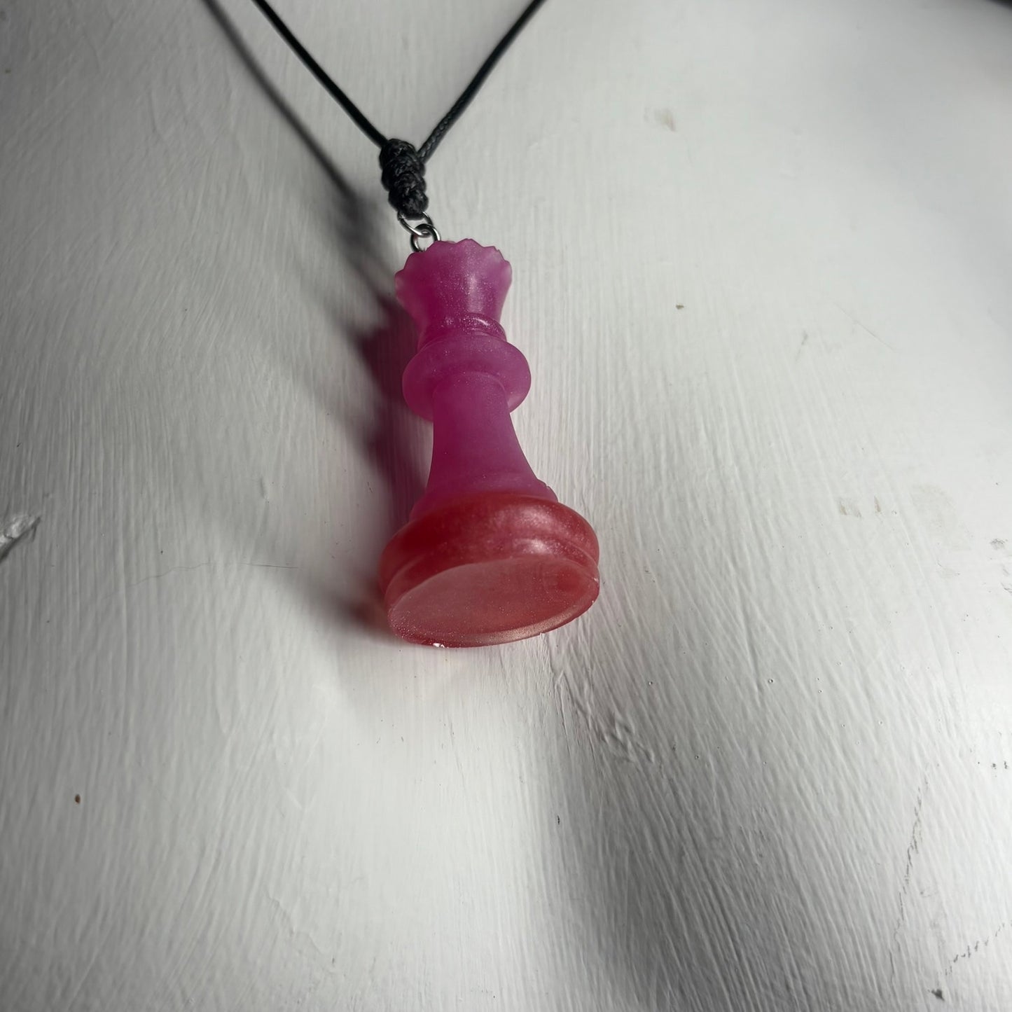 Pink Queen - Handmade Resin Chess Necklace
