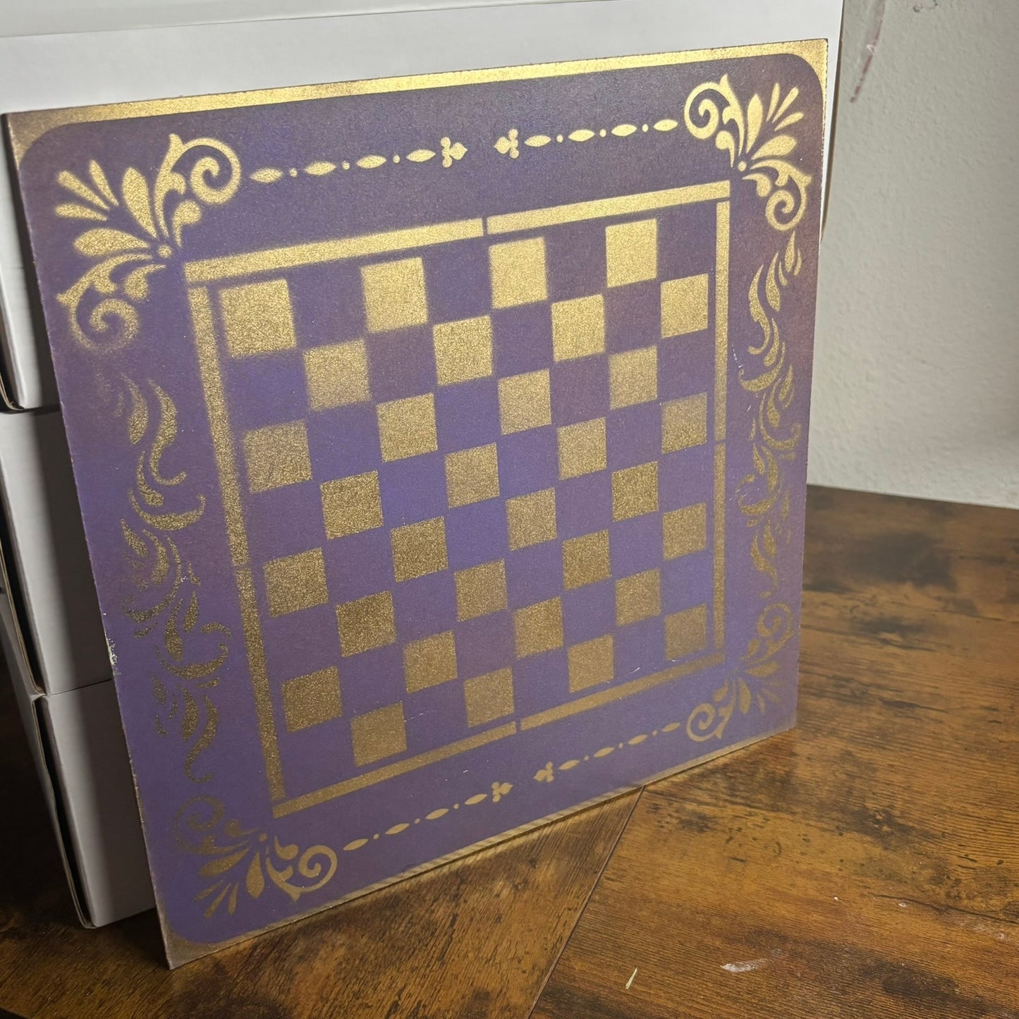 Fading Purple Gold - Painted Chess Board
