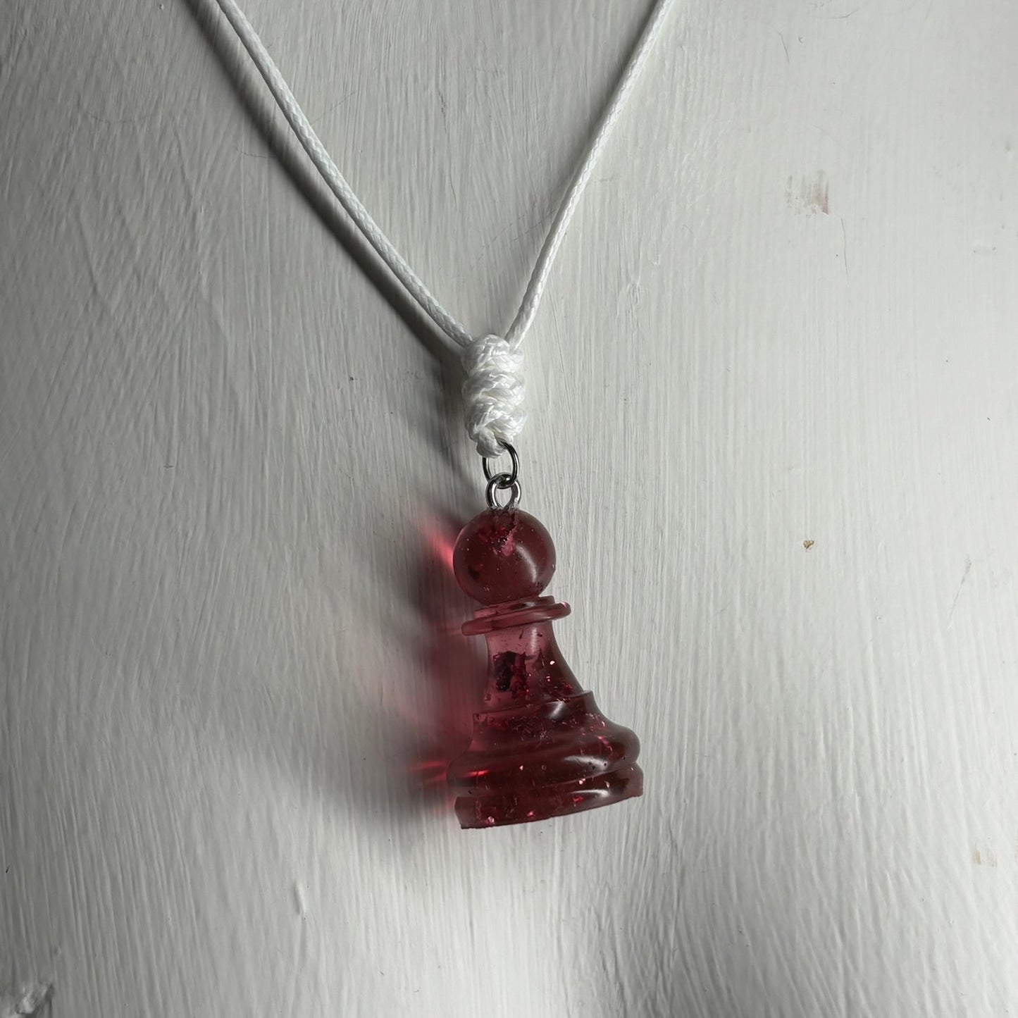 Red Crystal Pawn - Handmade Resin Chess Necklace