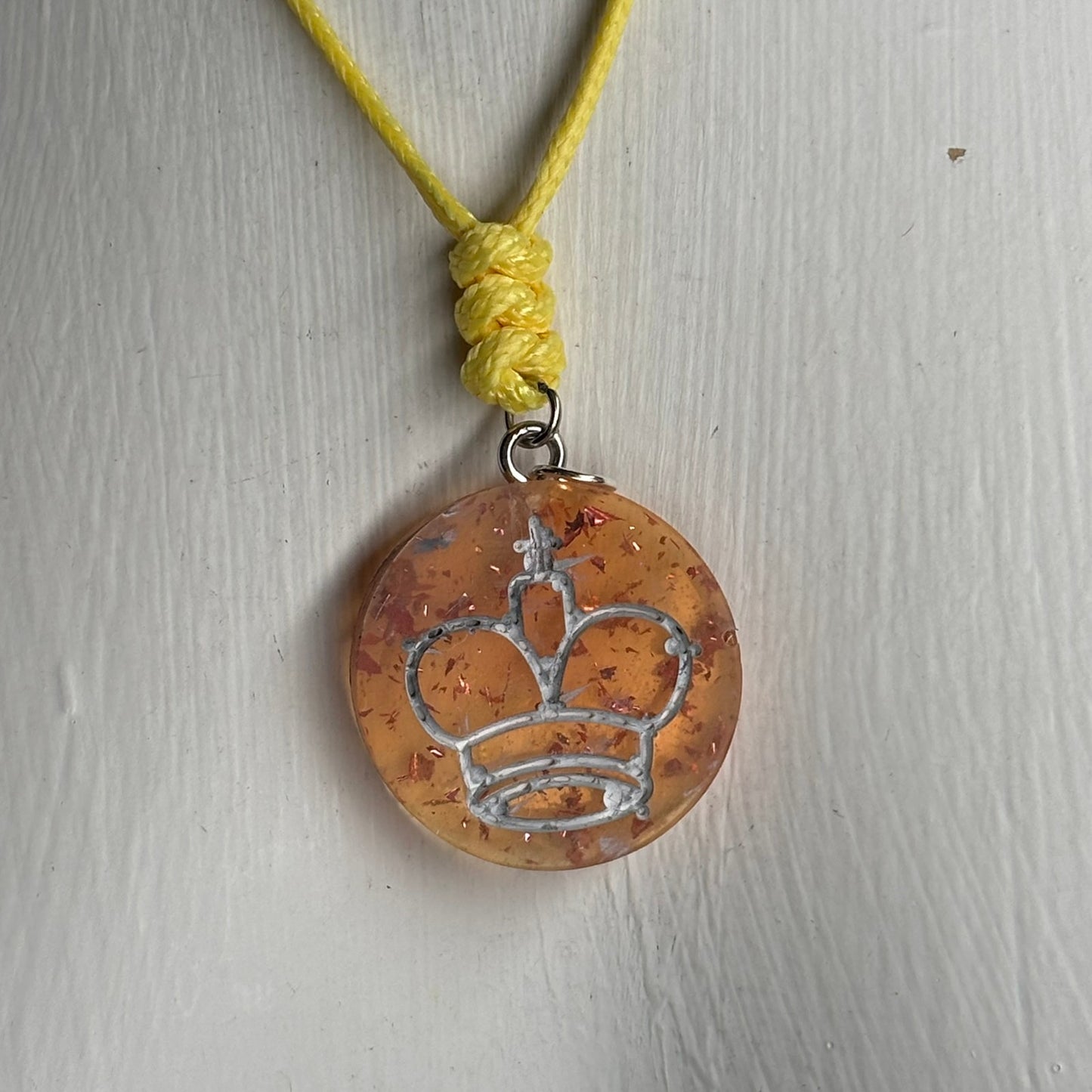 Sunset Crystal King - Handmade Resin Chess Necklace