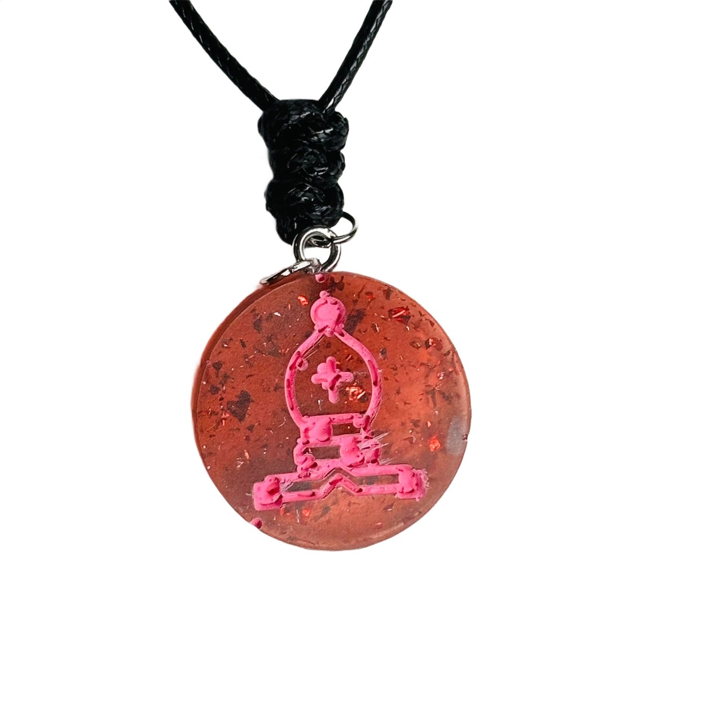 Spatted Pink Bishop - Handmade Resin Chess Necklace