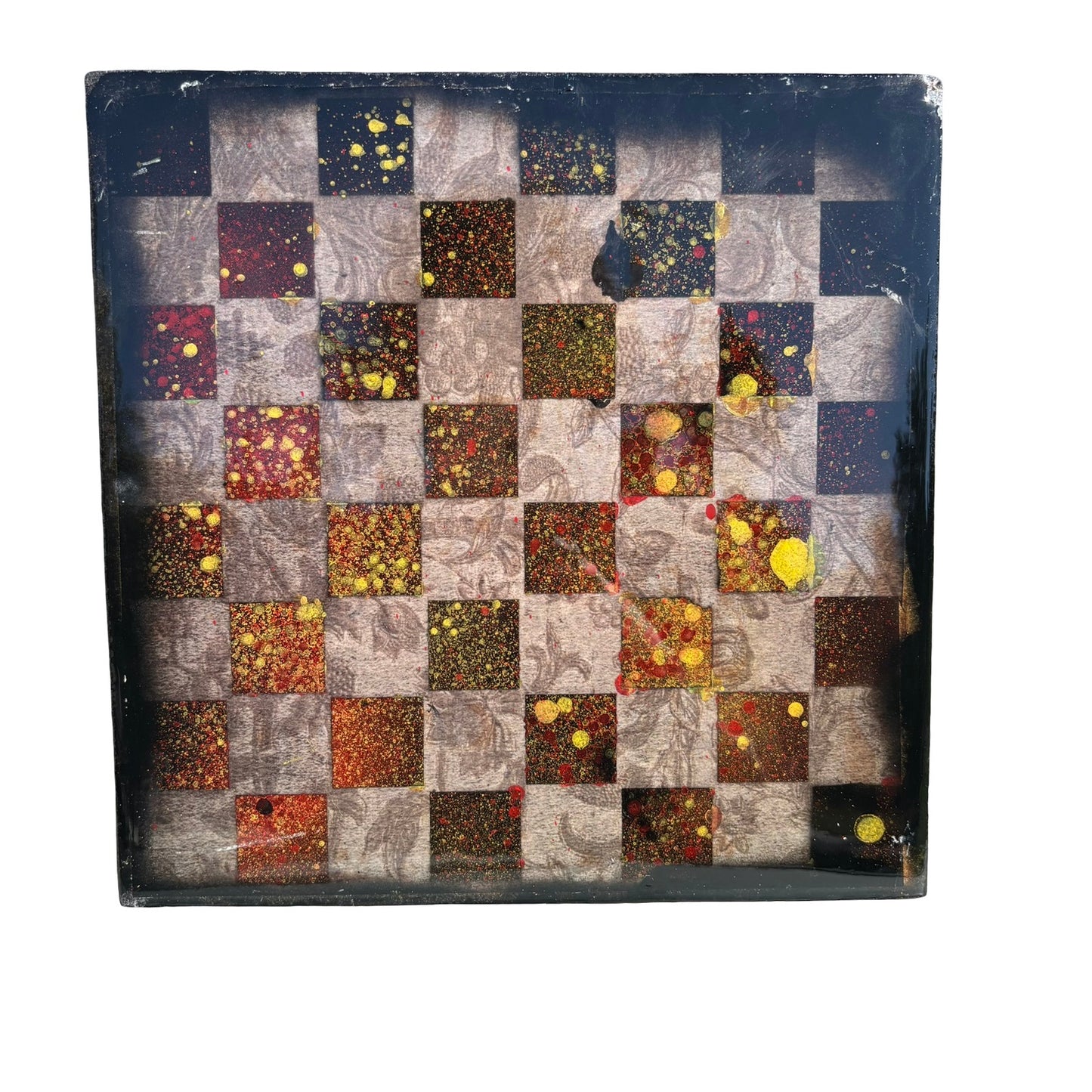 Vintage Burnt Lava - Resin Coated Chess Board