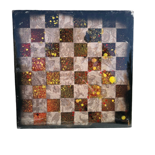 Vintage Burnt Lava - Resin Coated Chess Board