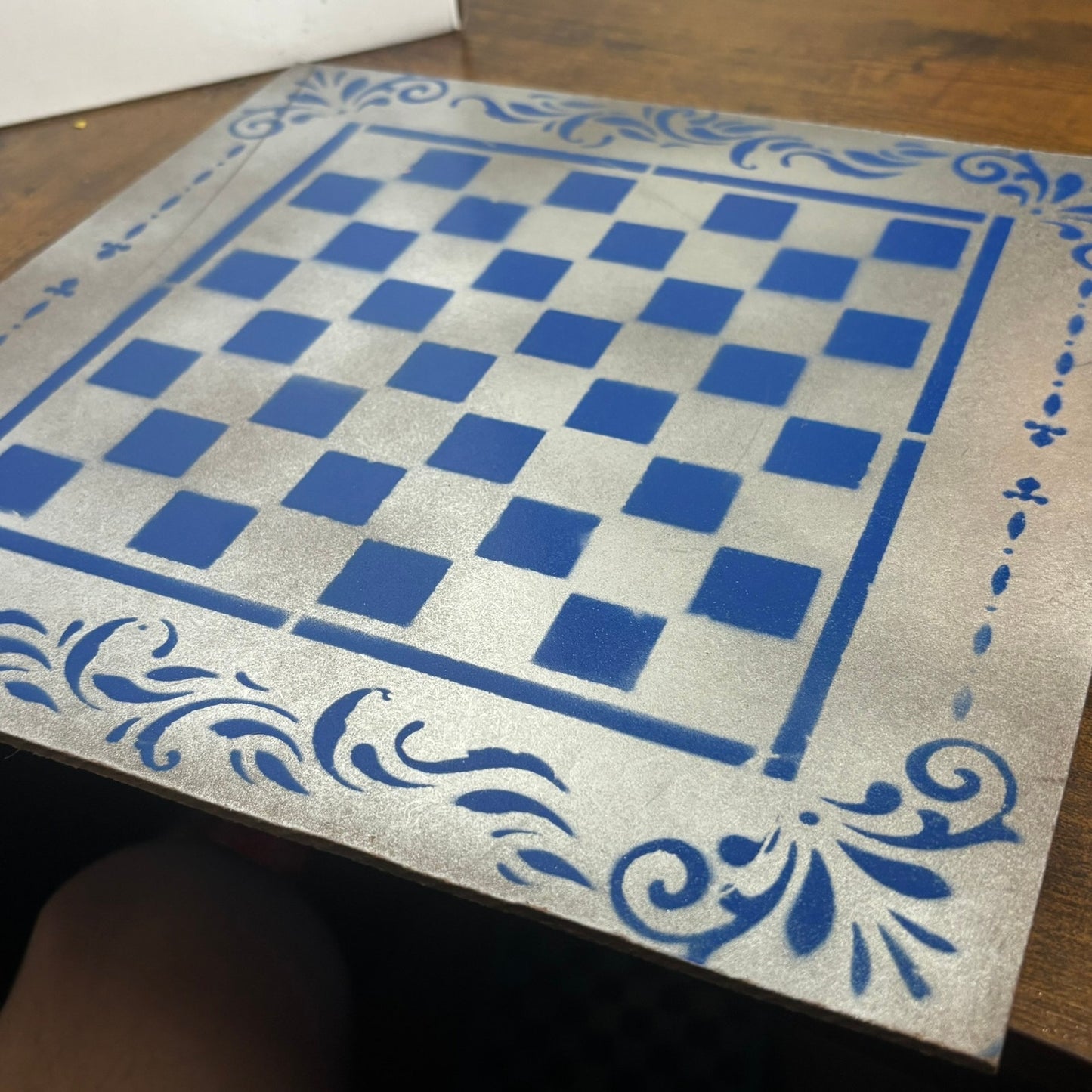Chrome Blue - Painted Chess Board