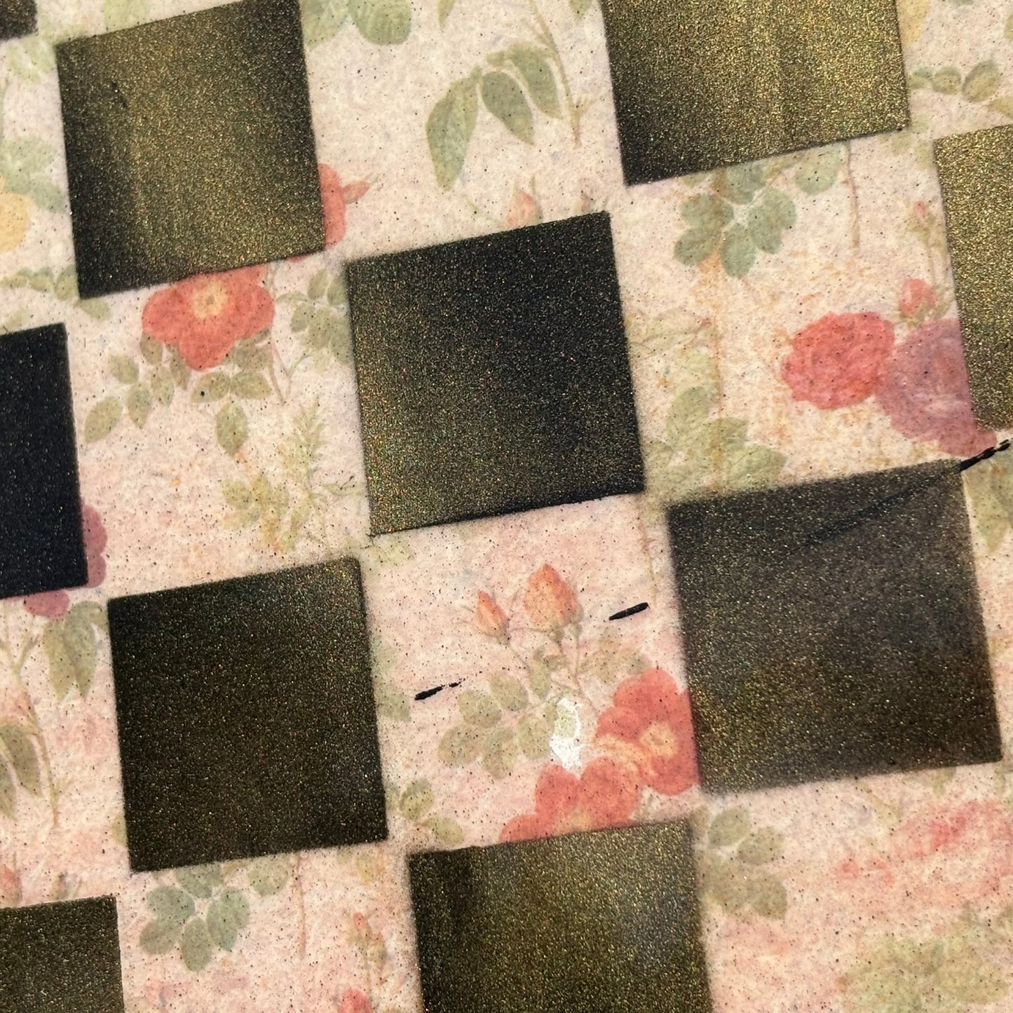 Vintage Flowers  - Resin Coated Chess Board