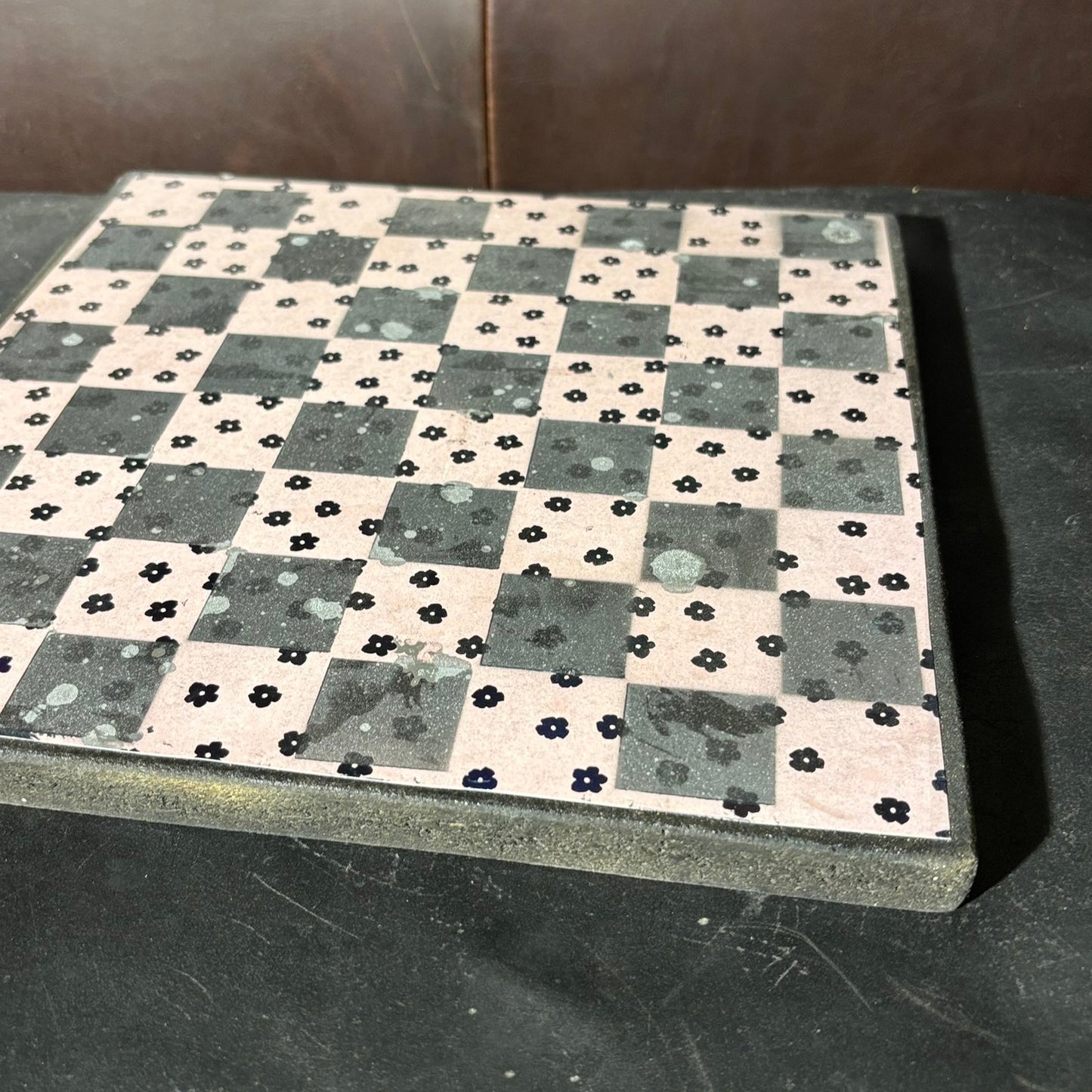 Black Flowers - Scrapbook Chess Board