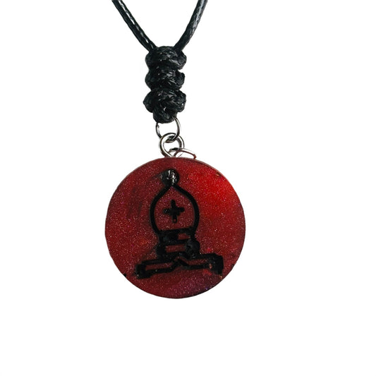 Dark Red Bishop - Handmade Resin Chess Necklace