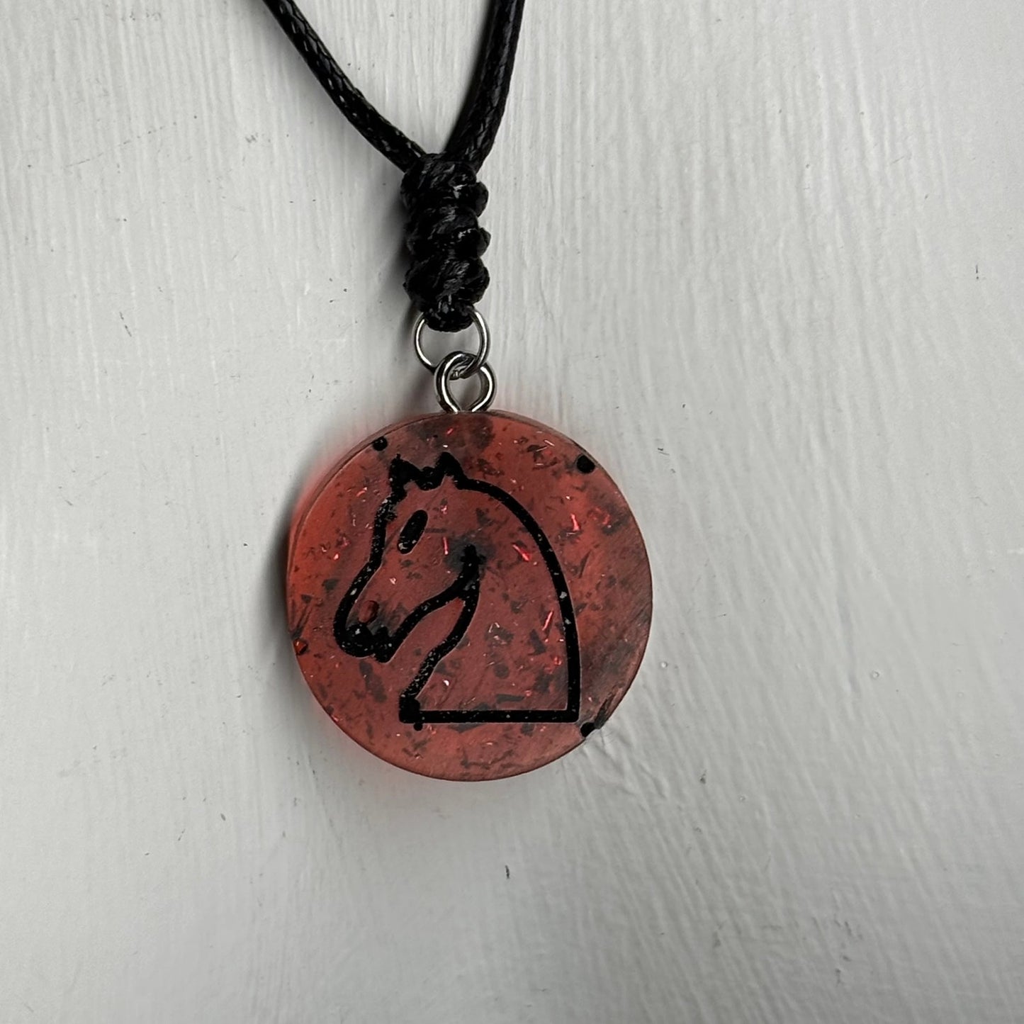 Classic Red Knight - Handmade Resin Chess Necklace