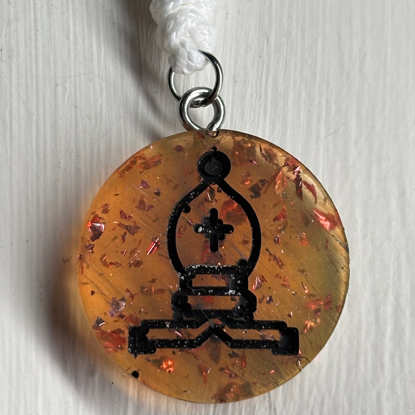 Medieval Yellow Bishop - Handmade Resin Chess Necklace