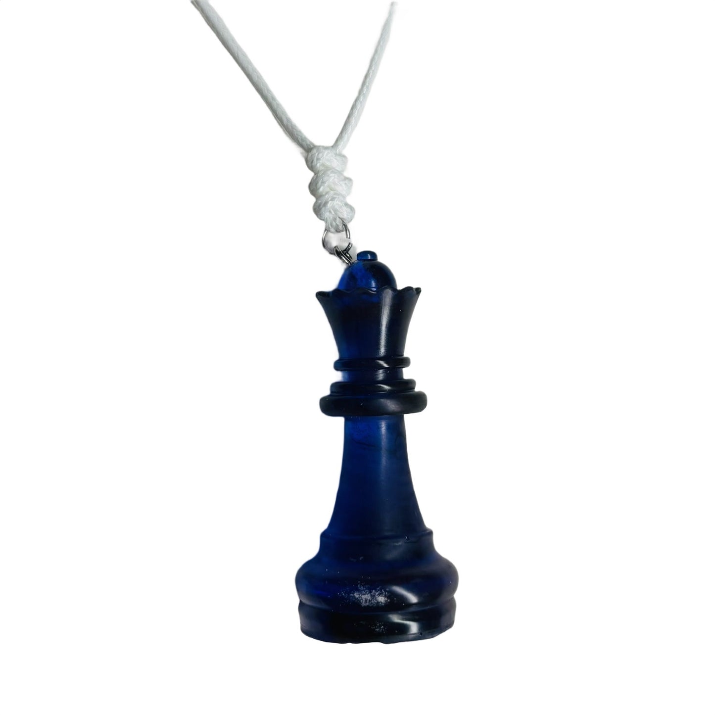 Deep Blue Queen - Handmade Resin Chess Necklace