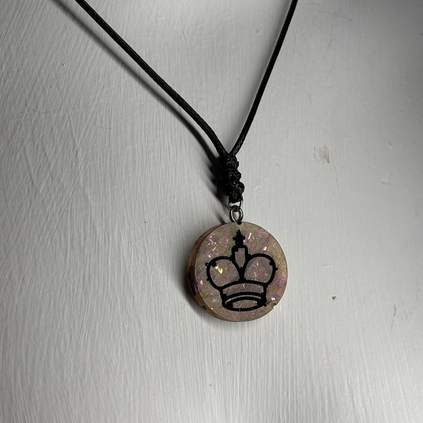 Crystal Brown King - Handmade Resin Chess Necklace