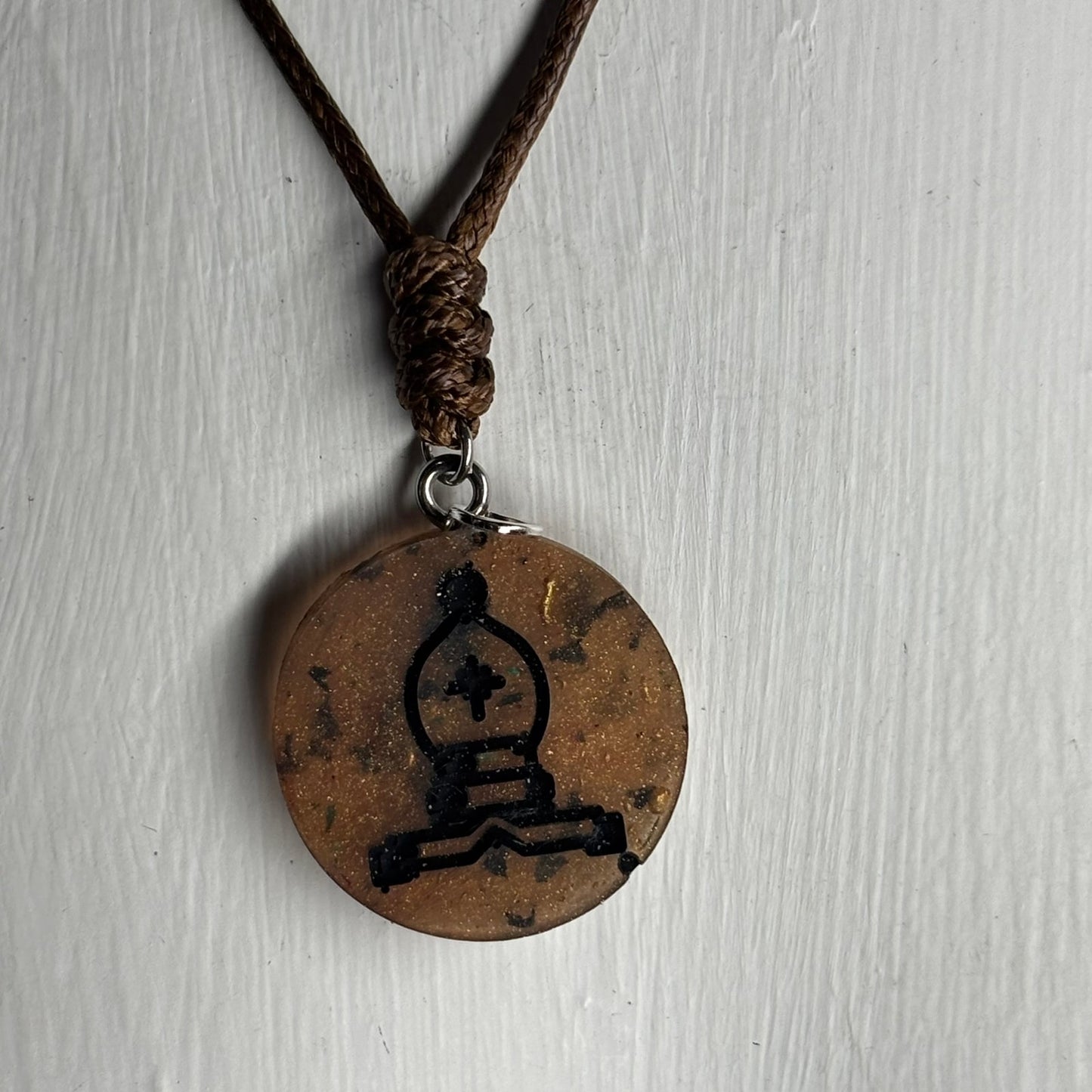 Luxury Brown Bishop - Handmade Resin Chess Necklace
