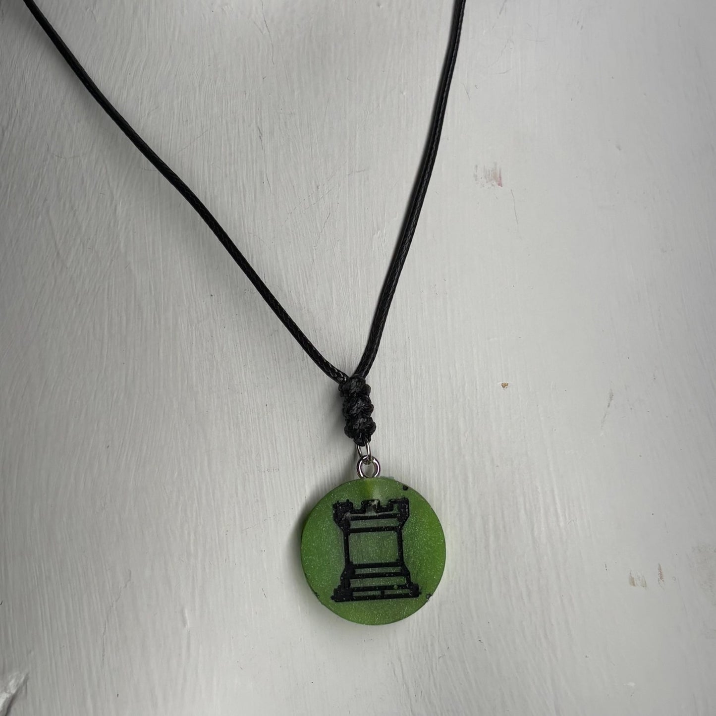 Green Rook - Handmade Resin Chess Necklace