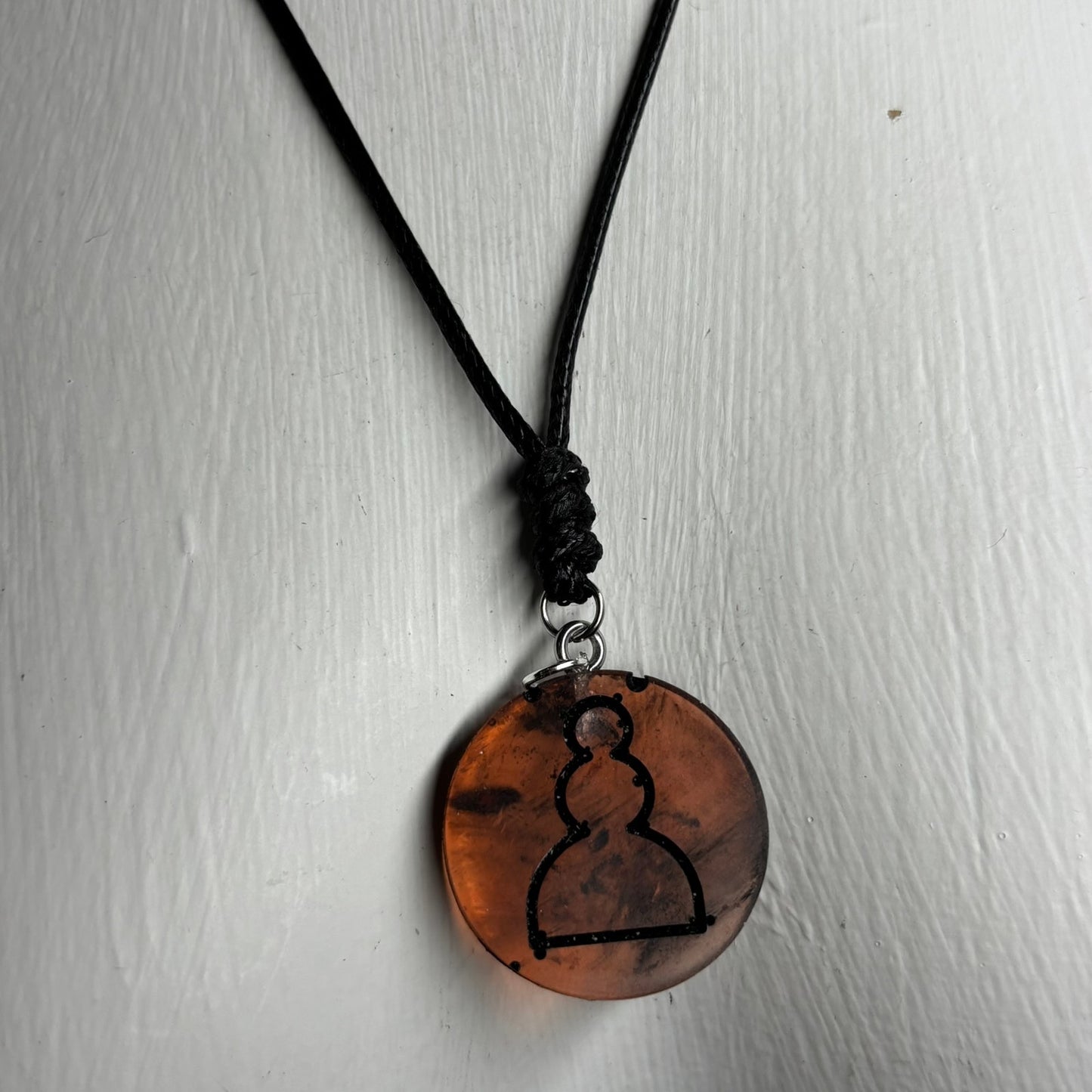 Translucent War Orange Pawn - Handmade Resin Chess Necklace