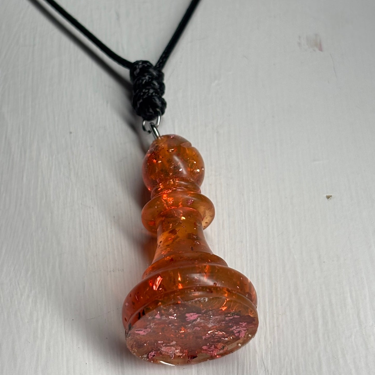 Sparkle Red Bishop - Handmade Resin Chess Necklace
