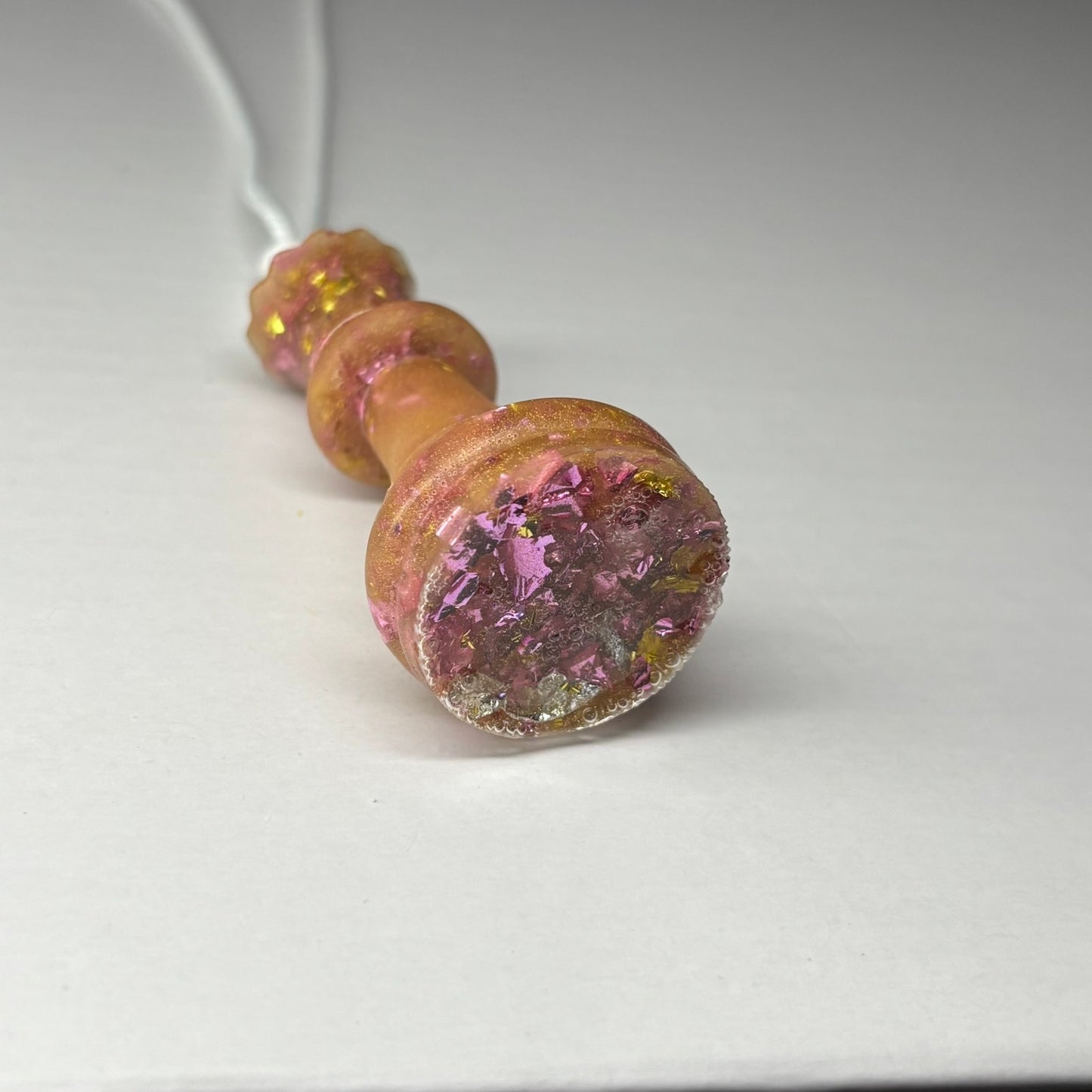 Pink & Orange Crystal Queen - Handmade Resin Chess Necklace